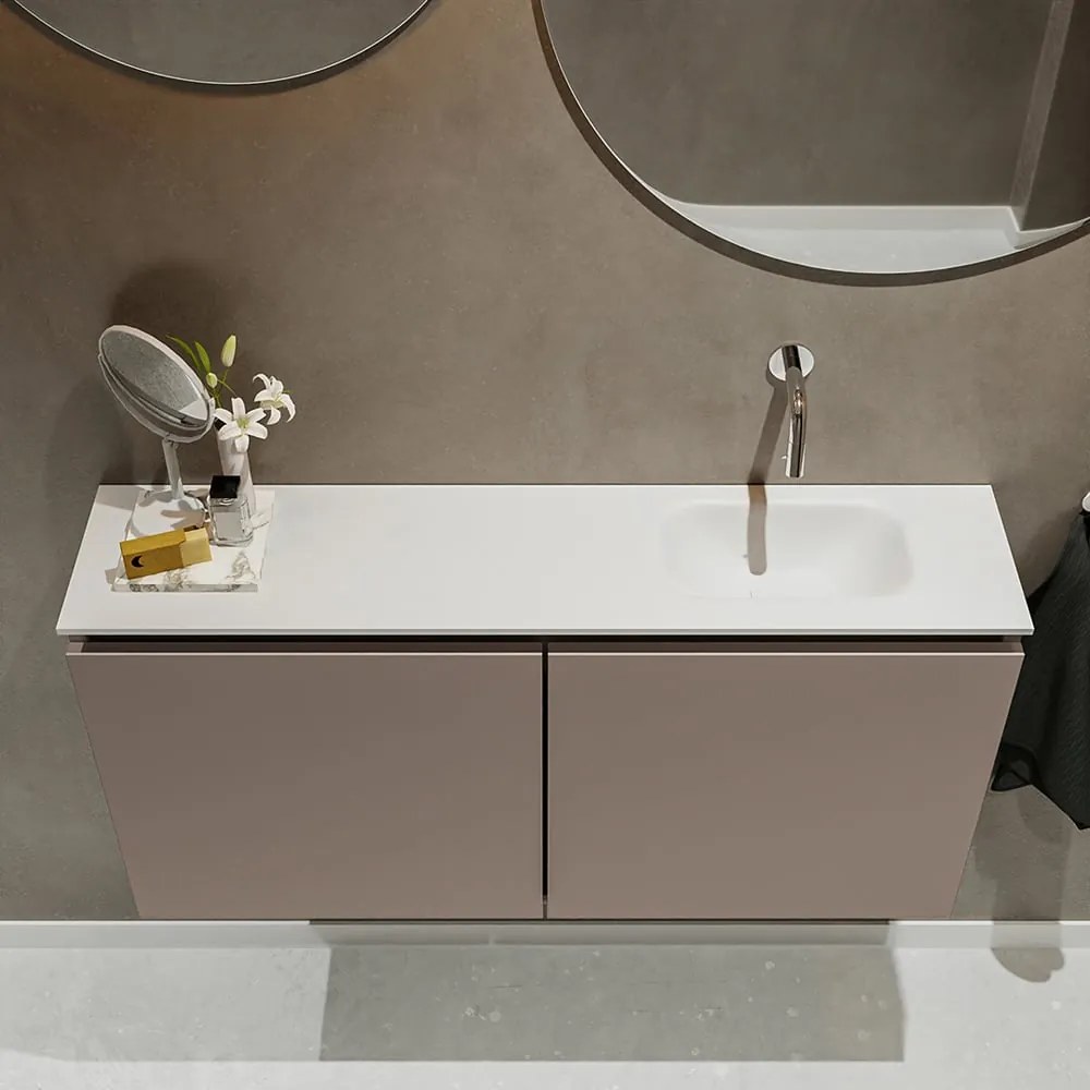 Mondiaz Ture 100cm toiletmeubel smoke met wastafel talc rechts geen kraangat