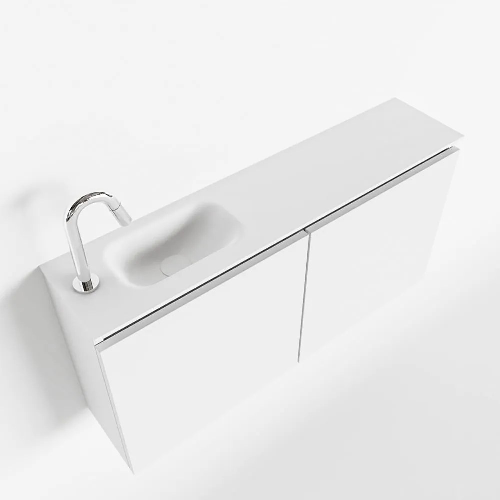 Mondiaz Ture 100cm toiletmeubel talc met wastafel talc links 1 kraangat