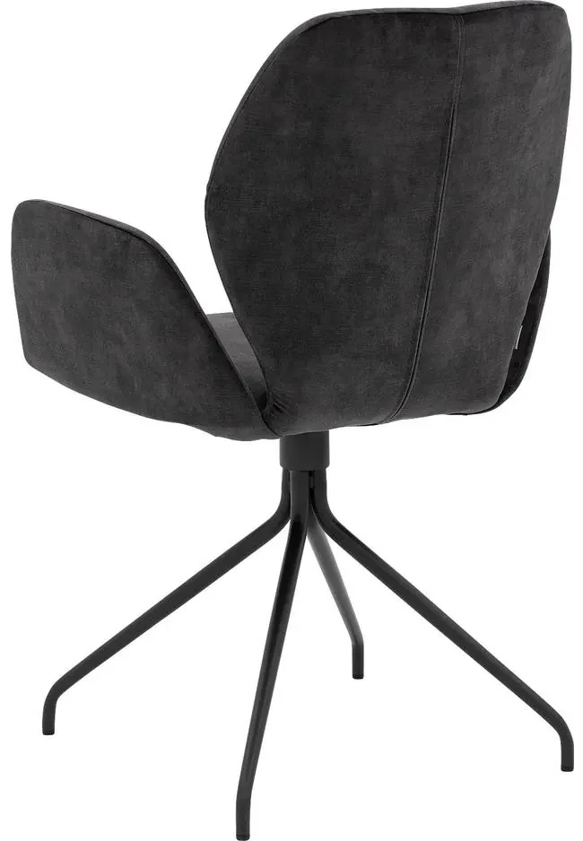 Goossens Eetkamerstoel Hera antraciet velvet stof met armleuning, modern design