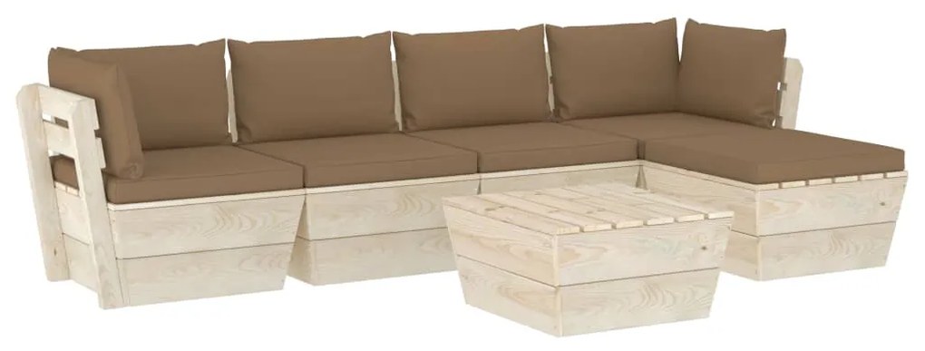 vidaXL 6-delige Loungeset met kussens pallet vurenhout