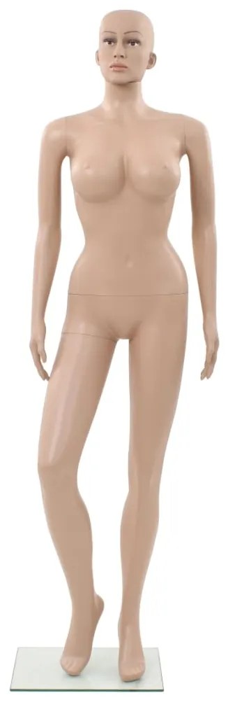 vidaXL Etalagepop sexy vrouw met glazen voet 180 cm beige