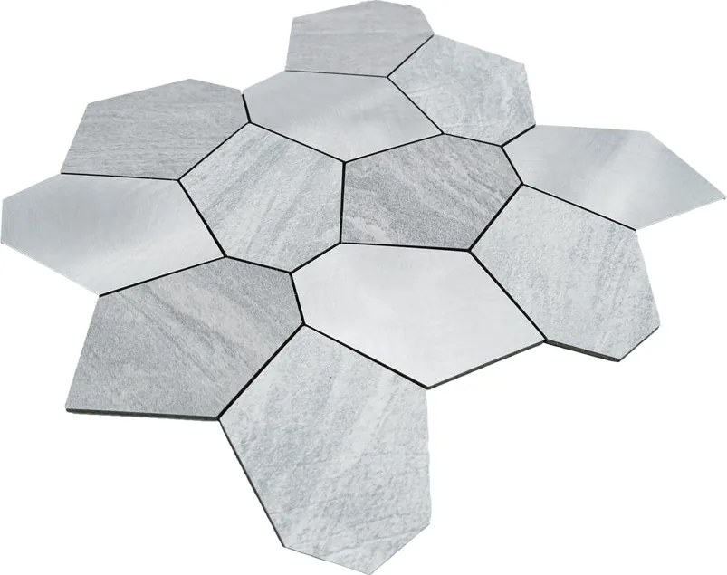 Zelfklevende Mozaïektegels Metaal | Polygoon Zilver | 30×26,2 cm | Keuken, Bad & WC