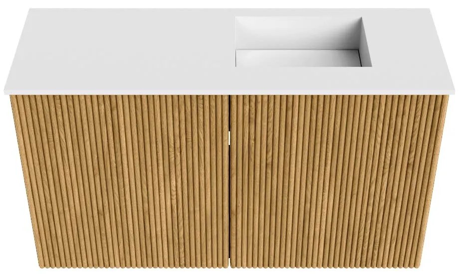 Mondiaz Joya 70cm toiletmeubel oak met wastafel faye rechts zonder kraangat talc