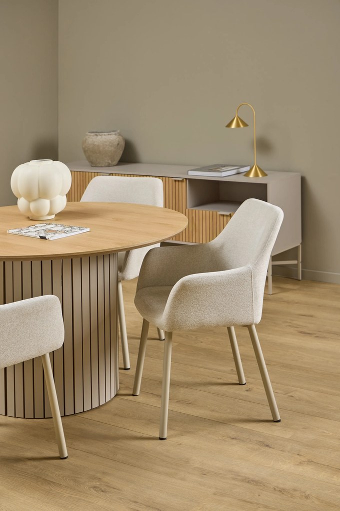 VERA Beige (stof Apia 453)/beige frame - MODERNE KUIPVORMIGE GESTOFFEERDE STOEL VOOR WOONKAMER / LOFT