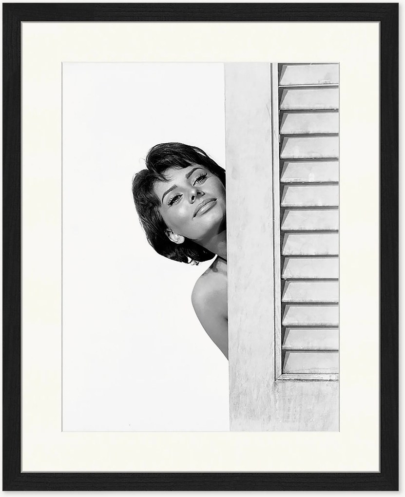 Ingelijste foto Sophia Loren, handgemaakt