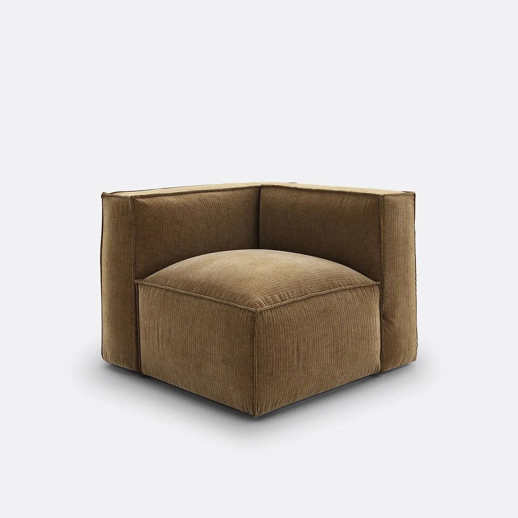 Hoekelement voor modulaire bank, in vintage ribfluweel, Seven