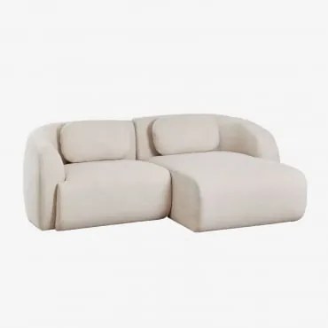 Coquette 2-delige Chenille Modulaire Bank Met Chaise Longue Stof Chenille Beige – Crème - Sklum