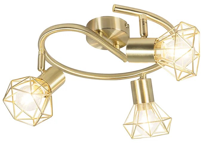 Art Deco Spot / Opbouwspot / Plafondspot messing draai- en kantelbaar 3-lichts - Mosh Modern E14 rond Binnenverlichting Lamp