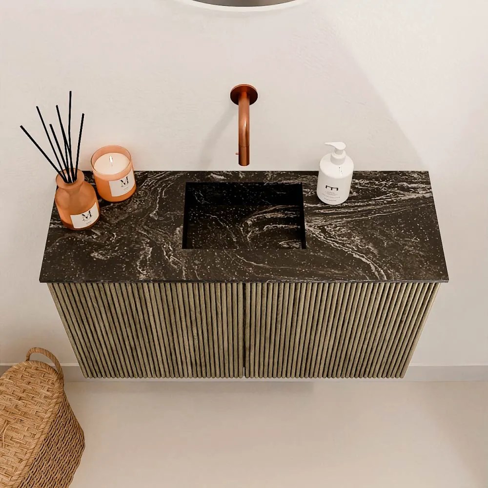 Mondiaz Joya DLux 70cm toiletmeubel dusk met wastafel faye midden zonder kraangat lava