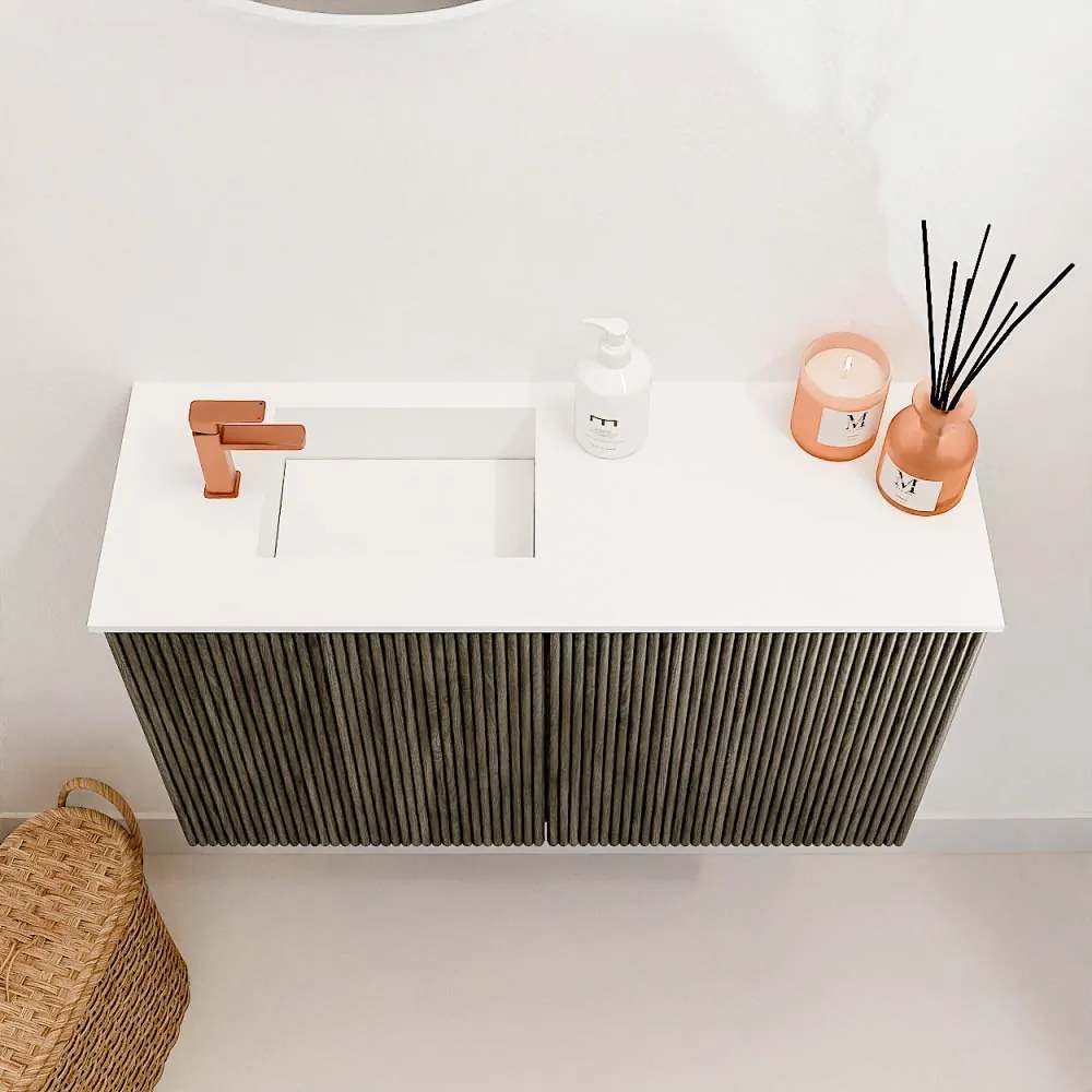 Mondiaz Joya 70cm toiletmeubel shadow met wastafel faye links 1 kraangat talc