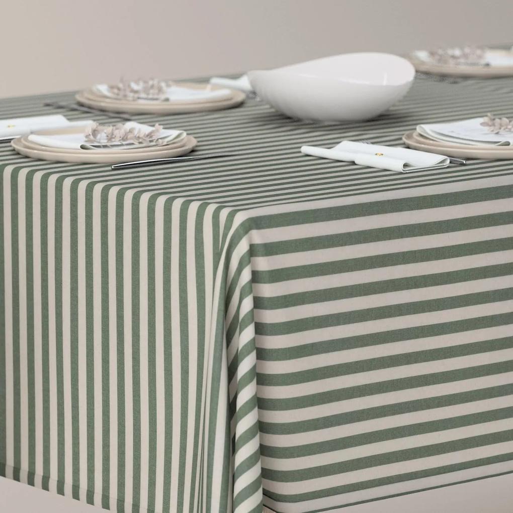 Dekoria Rechthoekig tafelkleed, zielono białe pasy (1,5cm), 100 x 100 cm
