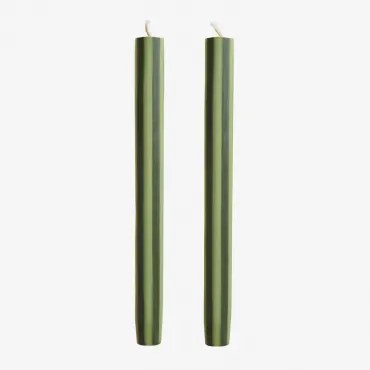 Set Van 2 Decoratieve Kaarsen Soraia Limoengroen - Intens Olijfgroen - Sklum