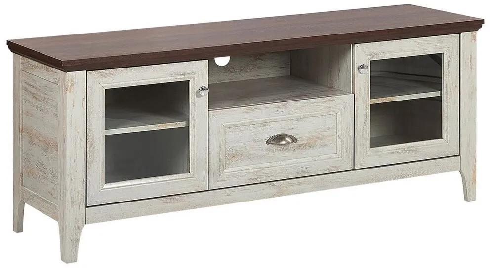 TV-meubel crèmewit/donkere houtkleur MEDAN Beliani