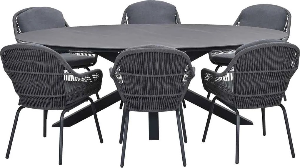 Garden Impressions Yima tuinset 7-delig - Scot tuintafel Napoli grey 230x115 cm