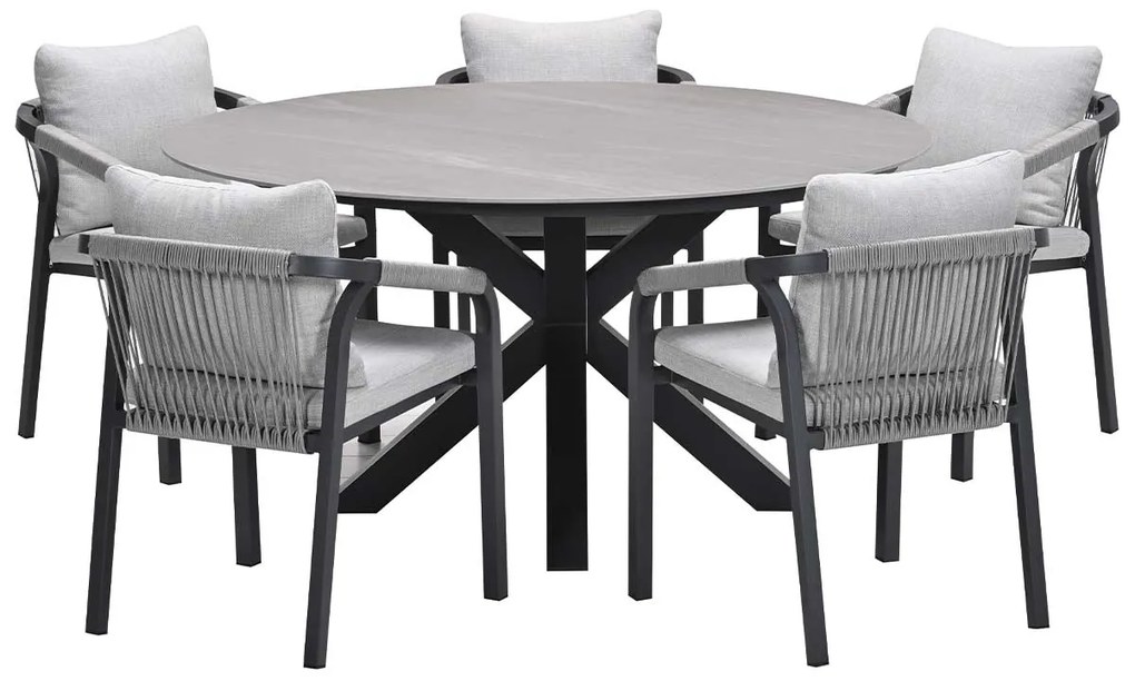Garden Impressions Tarera tuinset 6-delig - Duuk tuintafel Ø150 cm