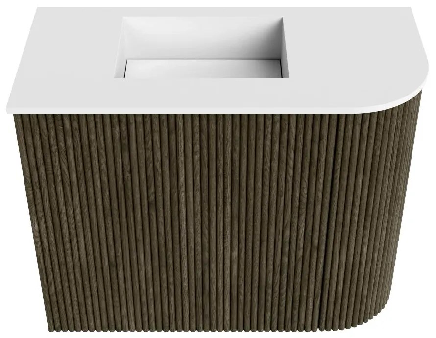 Mondiaz Joya 50cm toiletmeubel ronding rechts shadow met wastafel faye links zonder kraangat talc