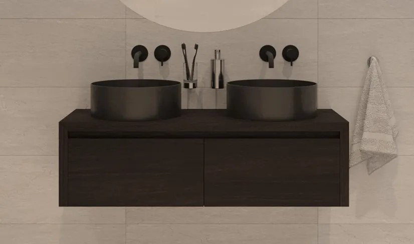 Gliss Design Ares badmeubel 140cm 2 lades charcoal zonder waskom