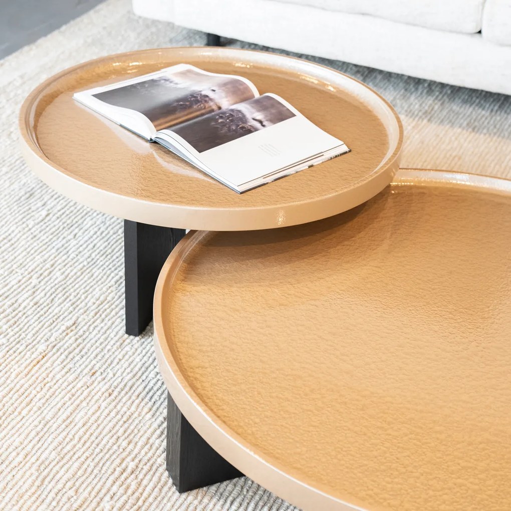 Ronde Salontafel Beige Glazuur 120 Cm - 120 X 120cm.