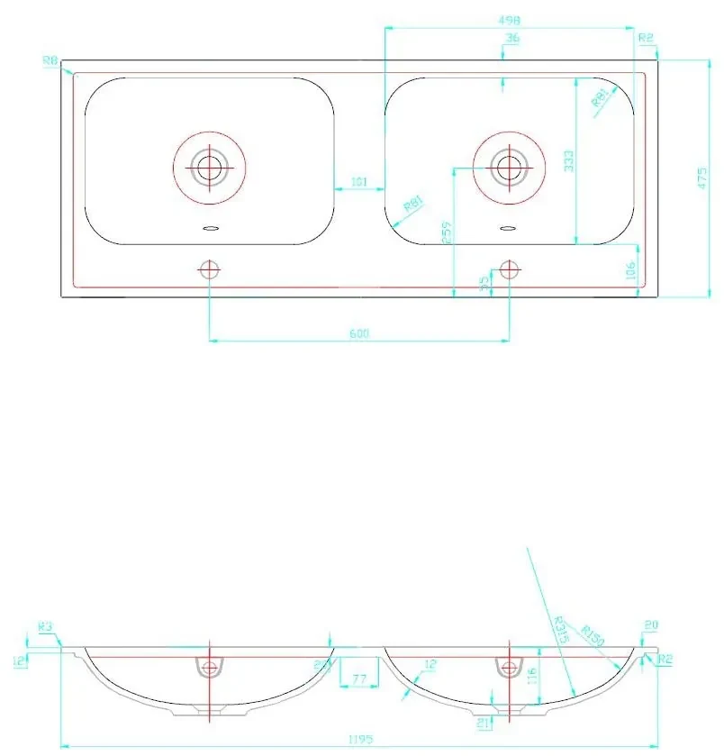 Best Design Bora badmeubel duo zonder kraangaten 120cm eiken