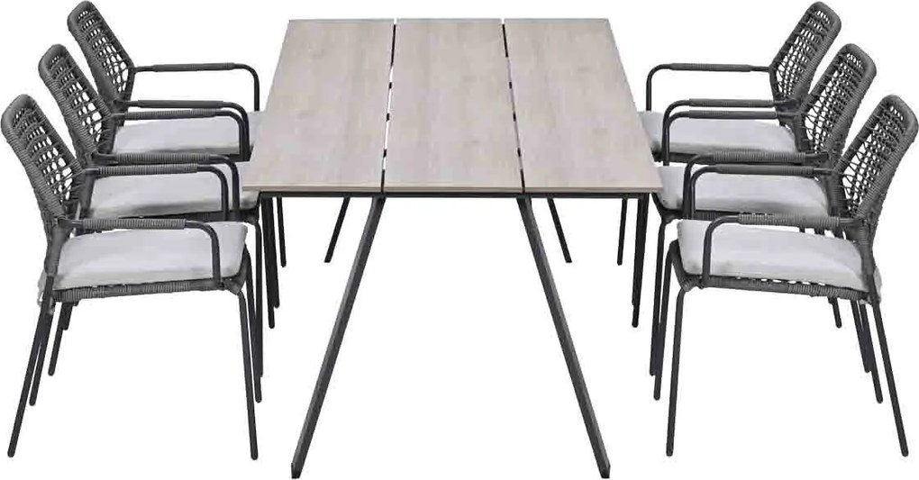 Garden Impressions Natas tuinset grijs 7-delig - Braga tuintafel 220x100 cm