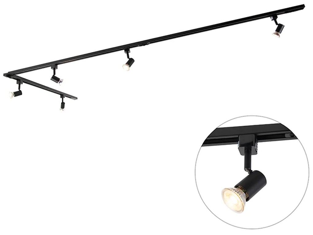 Modern railsysteem met 5 Spot / Opbouwspot / Plafondspots zwart 1-fase - Iconic Jeany Modern GU10 Binnenverlichting Lamp