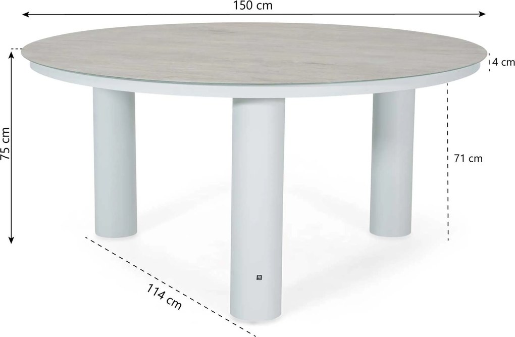Tuinset Ronde Tuintafel 6 personen 150 cm Kunststof Wit Domani Furniture Toscano/Arancia