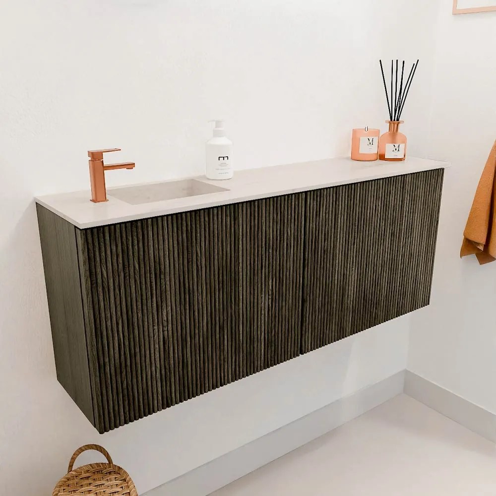 Mondiaz Joya DLux 100cm toiletmeubel shadow met wastafel faye links 1 kraangat meli