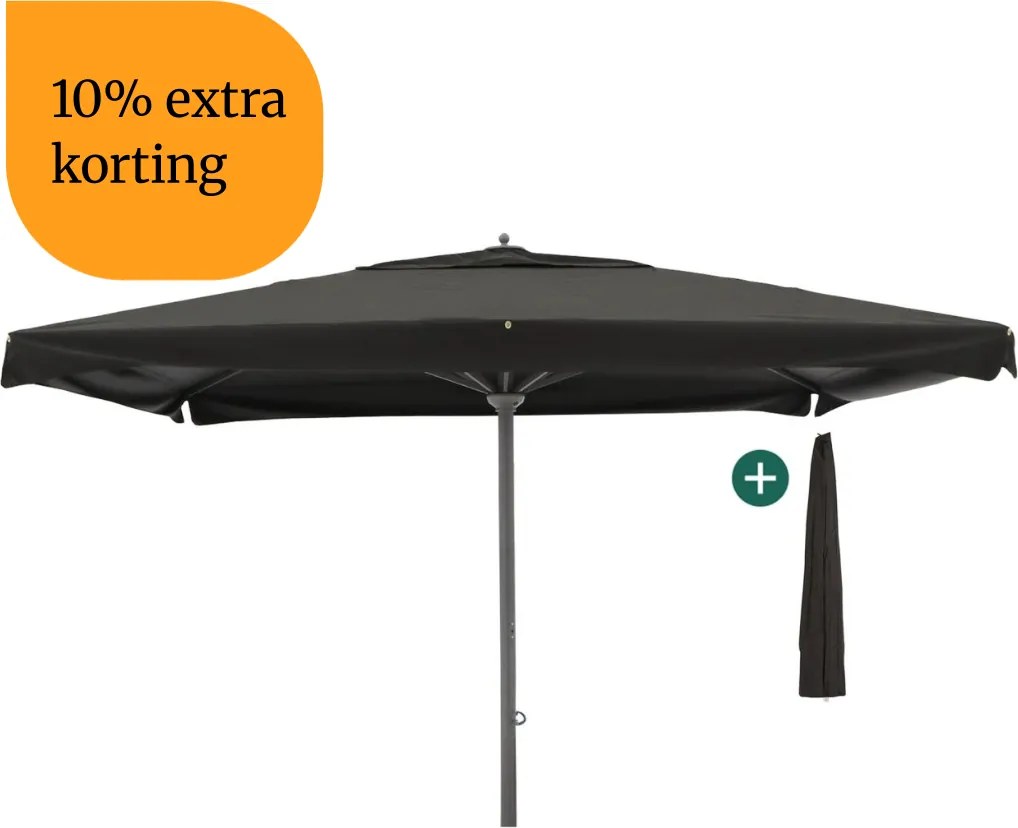 + 10% kassakorting | Parasol Shadowline Java | Inclusief hoes | Vierkant | 450x450cm | Met draaihendel | Zwart | Kees Smit Tuinmeubelen
