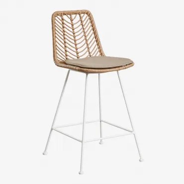 Verpakking Van 4 Hoge Krukken In Gouda Natural Synthetisch Rotan Natuurlijk & ↑65 Cm & Wit & Bruin - Mokka - Sklum