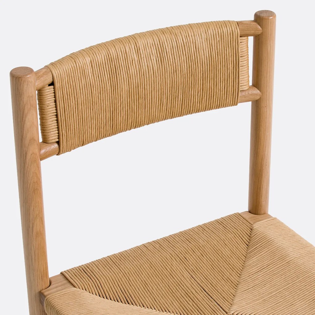 Set van 2 stoelen van eikenhout en papiertouw, Marrathy