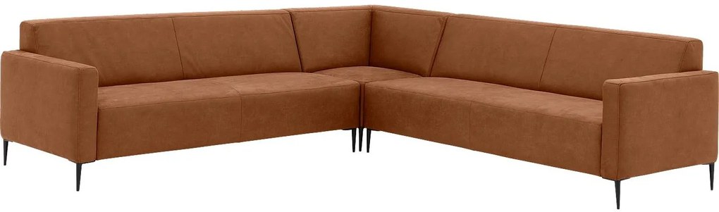 Goossens  Key West cognac, micro leer, 3-zits, modern design