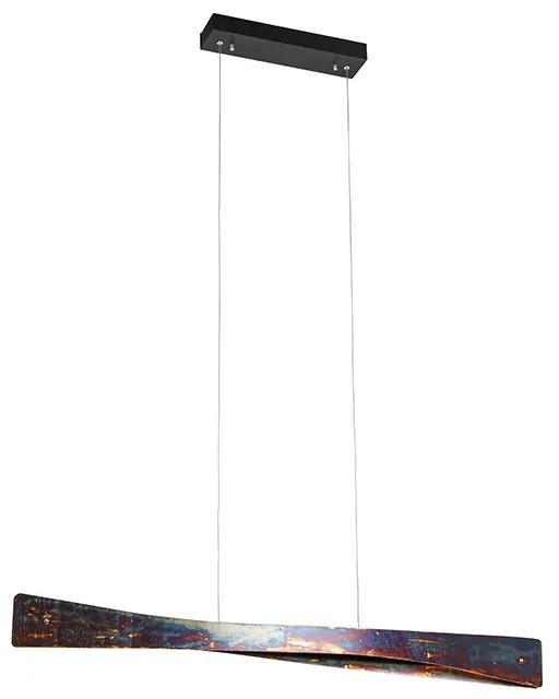 QAZQA Eettafel / Eetkamer Hanglamp burned steel 105 cm incl. LED 3-staps dimbaar - Sjaak Modern Binnenverlichting Lamp