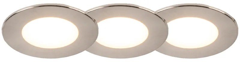 Set van 3 inbouwspots rond staal incl. LED IP65 - Simply
