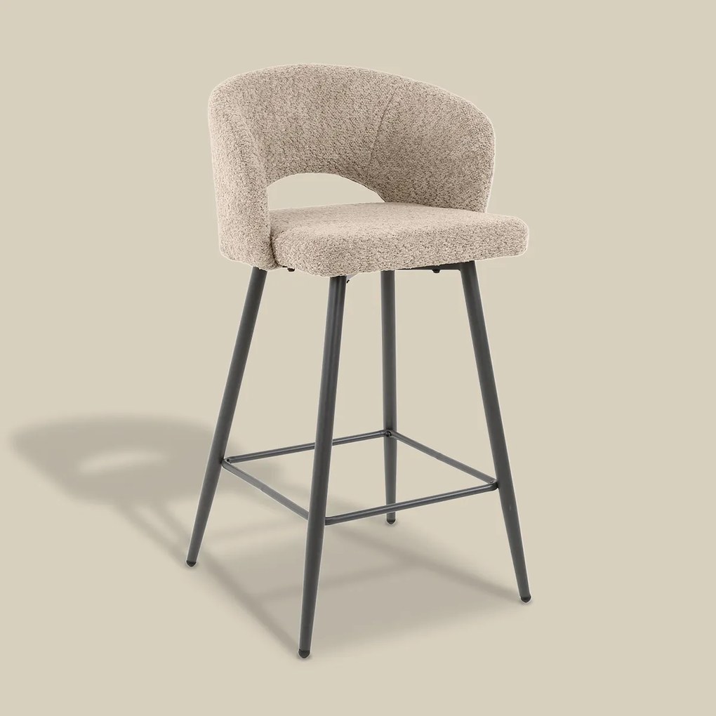 Barstoel Met Ronde Rug Boucle Zandkleur