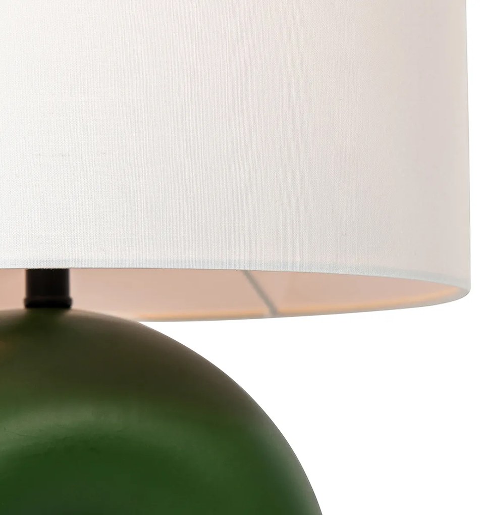 Design tafellamp groen met linnen kap wit - Lotti Design, Modern E27 Binnenverlichting Lamp