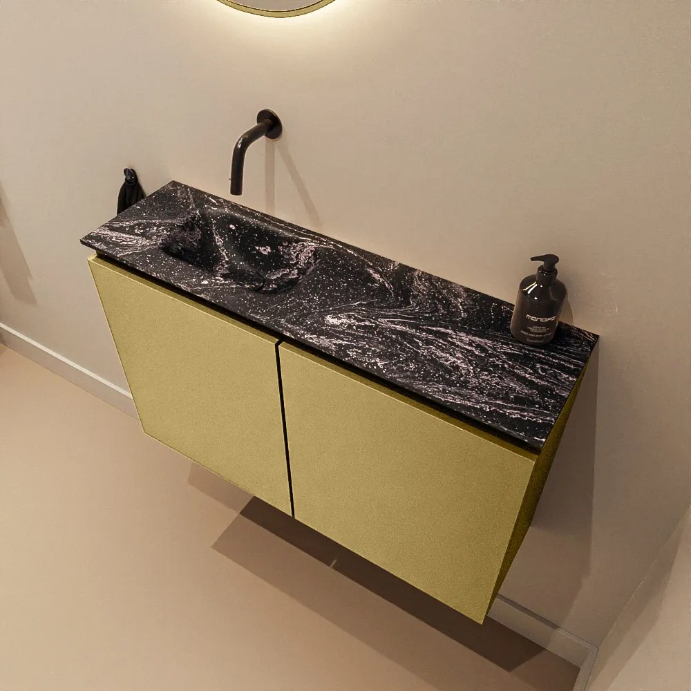 Mondiaz Ture DLux toiletmeubel 80cm oro met wastafel lava links zonder kraangat