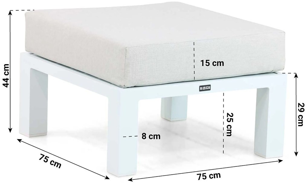 Hoek loungeset 5 personen Aluminium Wit Lifestyle Garden Furniture Luca