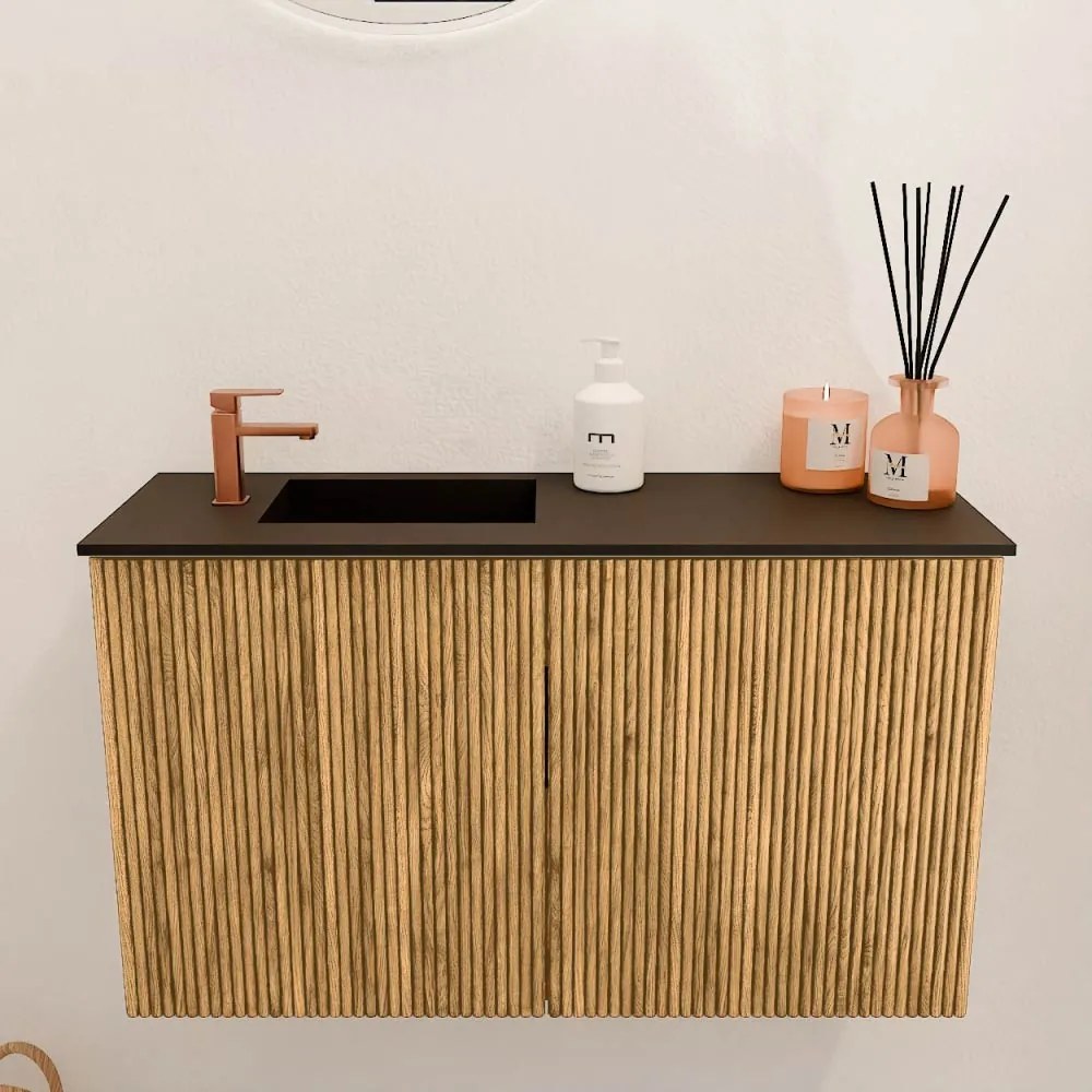 Mondiaz Joya 70cm toiletmeubel oak met wastafel faye links 1 kraangat urban