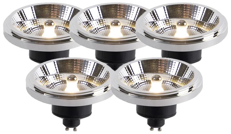 Set van 5 LED lampen AR111 GU10 11W 2000K-3000K dim to warm