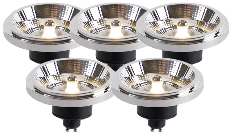 Set van 5 LED lampen AR111 GU10 12W 2000K-3000K dim to warm