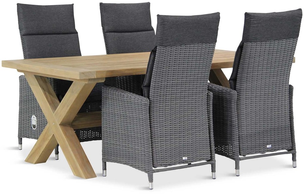 Tuinset 4 personen 200 cm Wicker Zwart Garden Collections Madera/Oregon
