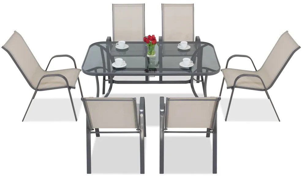 Dining tuinset Modena lichtgrijs voor 6 personen Garden Point
