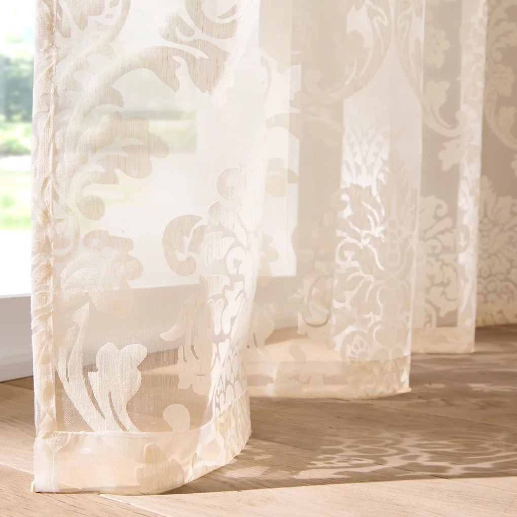 Damast glasgordijn met oogjes, Arabesque