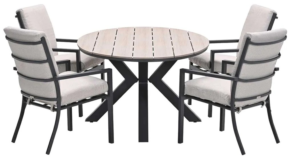 Garden Impressions Senja tuinset 5-delig desert sand - Tulli tuintafel 180x115 cm - light teak vironwood