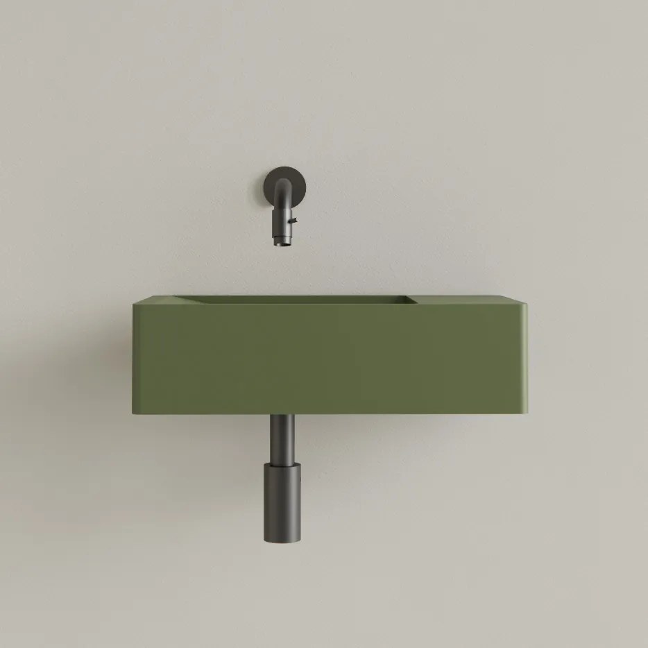 Sanigoods Luko fontein 40x22cm rechts zonder kraangat olijfgroen