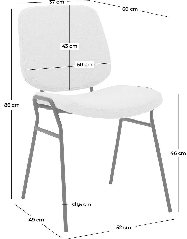 Goossens Eetkamerstoel Hjalmar beige stof leuning, modern design