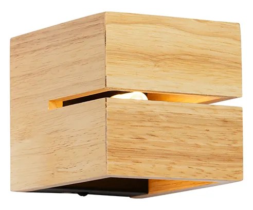 Landelijke wandlamp eiken hout 9,7 cm - Transfer Groove Landelijk G9 vierkant Binnenverlichting Lamp