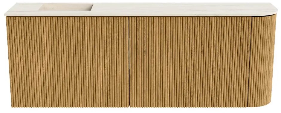 Mondiaz Joya DLux 110cm toiletmeubel ronding rechts oak met wastafel faye links 1 kraangat meli