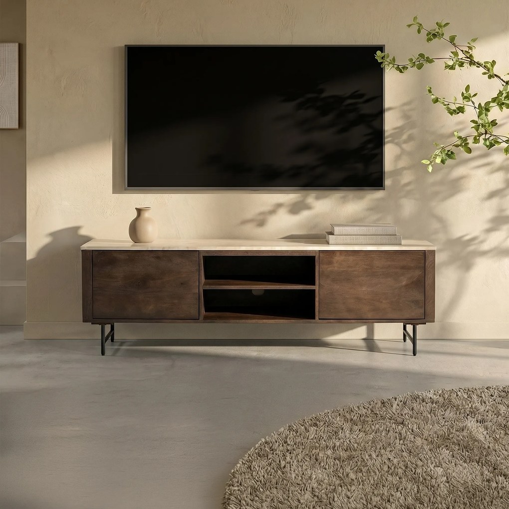 Tv-meubel Met Travertin Blad 170 Cm - 170x40x52cm.