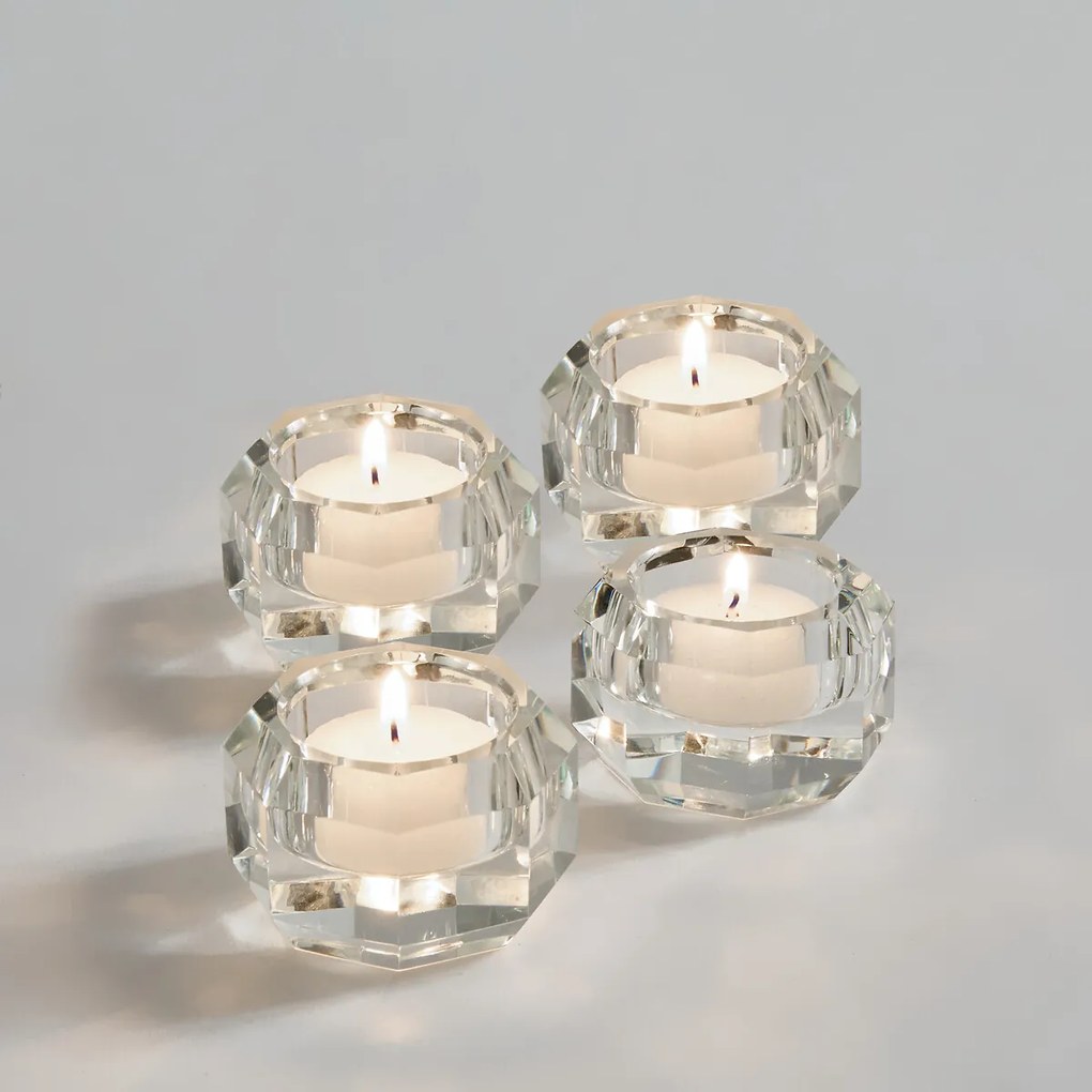 Set van 4 kandelaars van geslepen glas, MARLENE